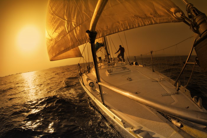 海洋帆船夕阳大海风景风光图片