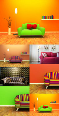 现代鲜艳色彩沙发图片