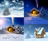 3D圣诞节雪景图片