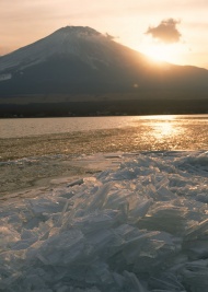 富士山水夕阳风景图片