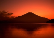 富士山水夕阳美景图片