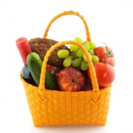 菜篮里的水果与蔬菜图片