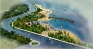 湖边景观绿化效果图