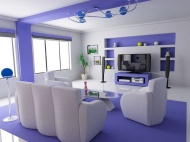 紫色调客厅建筑设计图片