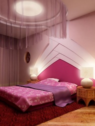 紫色调卧室建筑设计图片
