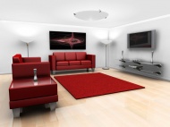 红色沙发客厅建筑设计图片