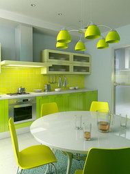 绿色调子的厨房图片