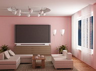 淡粉红色的时尚客厅图片