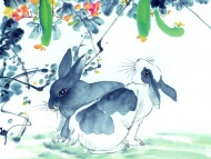 传统水墨画兔子图片