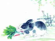 生肖水墨画兔子图片