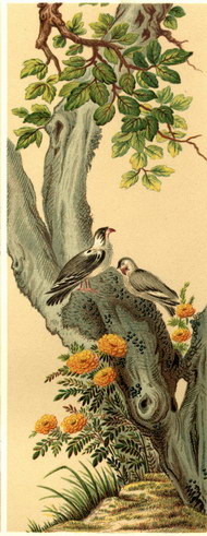 世界古典传统纹饰图片树干小鸟