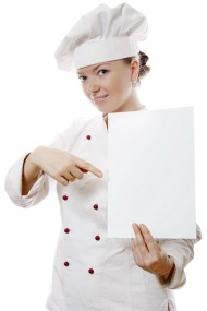 外国美女厨师展示菜单图片