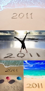 沙滩上的2011字体图片