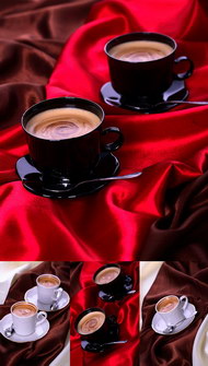 红丝绸与咖啡高请图片