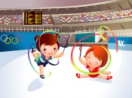 儿童艺术体操运动卡通图片