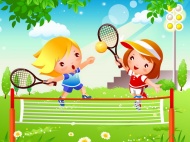 儿童网球运动卡通图片