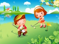 儿童高尔夫运动卡通图片