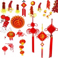 红灯笼鞭炮中国结图片