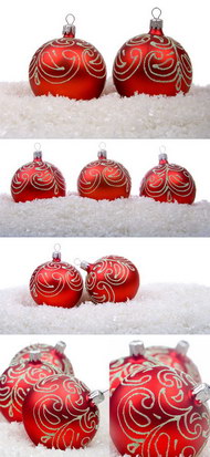 圣诞节红色装饰彩球图片