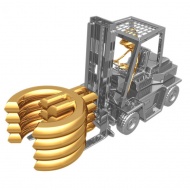 3D铲车与金钱符号图片