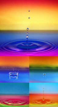 彩色背景&水滴瞬间图片