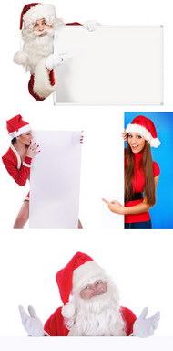 圣诞老人美女拿纸板图片