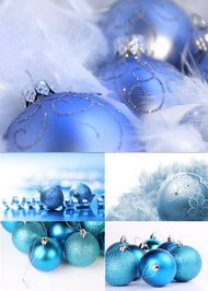 圣诞节蓝色挂球背景图片