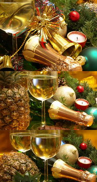 圣诞新年菠萝&香槟图片