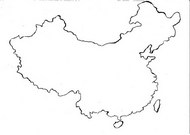 毛笔线钩中国地图线框图片