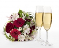花束玫瑰百合香槟图片
