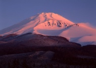 富士山夕阳雪景图片
