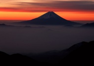 富士山晚霞景观图片
