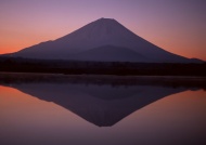 富士山夕阳倒影美景图片