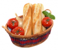 篮子里的面包与番茄图片