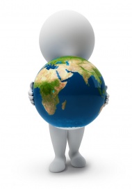 3D小人物抱着地球图片