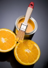 橙子与橙色油漆图片