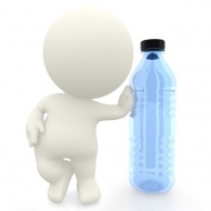 3D小人物靠着一瓶水图片