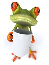 树蛙拿着水杯图片
