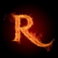 燃烧的R字母图片