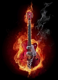 火焰燃烧的吉它图片