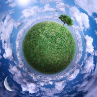 绿色地球蓝天白云图片