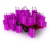 好多紫色购物袋图片