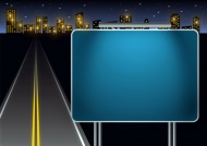 夜色公路边上的广告牌卡通图片