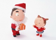 卡通圣诞老人与小女孩图片