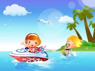 儿童冲浪运动卡通图片