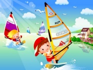 儿童帆船运动卡通图片