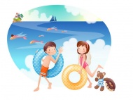 儿童沙滩游泳卡通图片