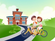 儿童骑自行车卡通图片