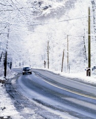公路雪景图片
