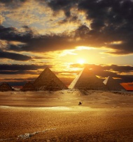 金字塔夕阳风光旅游风光摄影图片